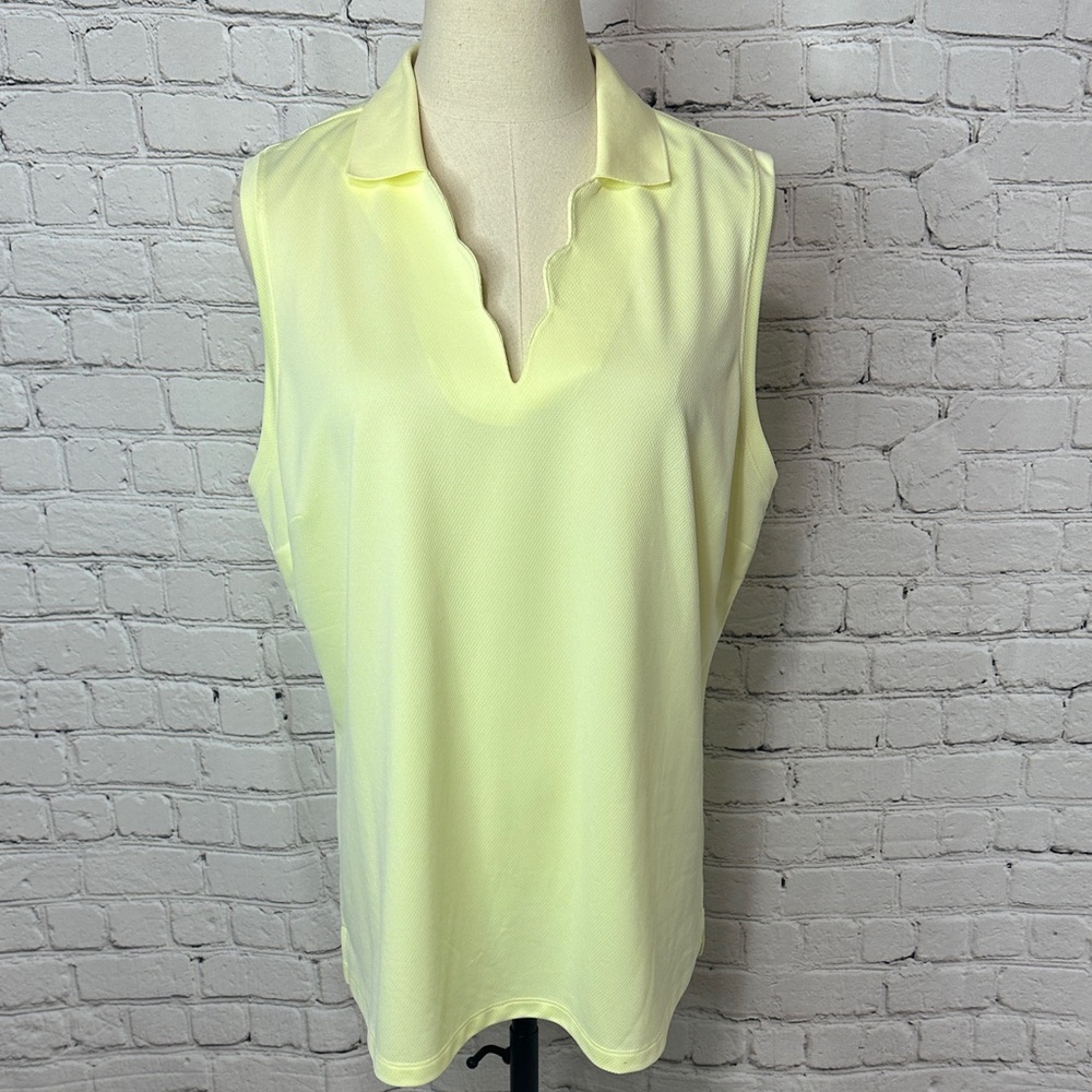 NEW Walter Hagen Clubhouse Scallop Sleeveless Polo Shirt in Lemon Sorbet size XL